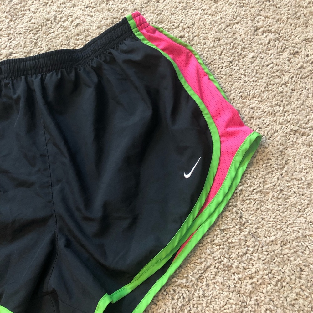 Nike Dri-Fit Black Green Pink Athletic Shorts L